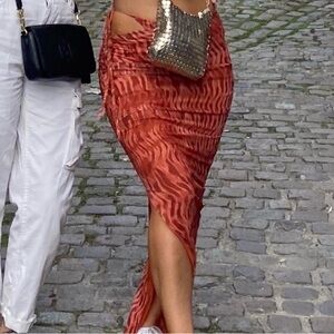 Zara Orange Tulle MIDI Skirt With Matching Top